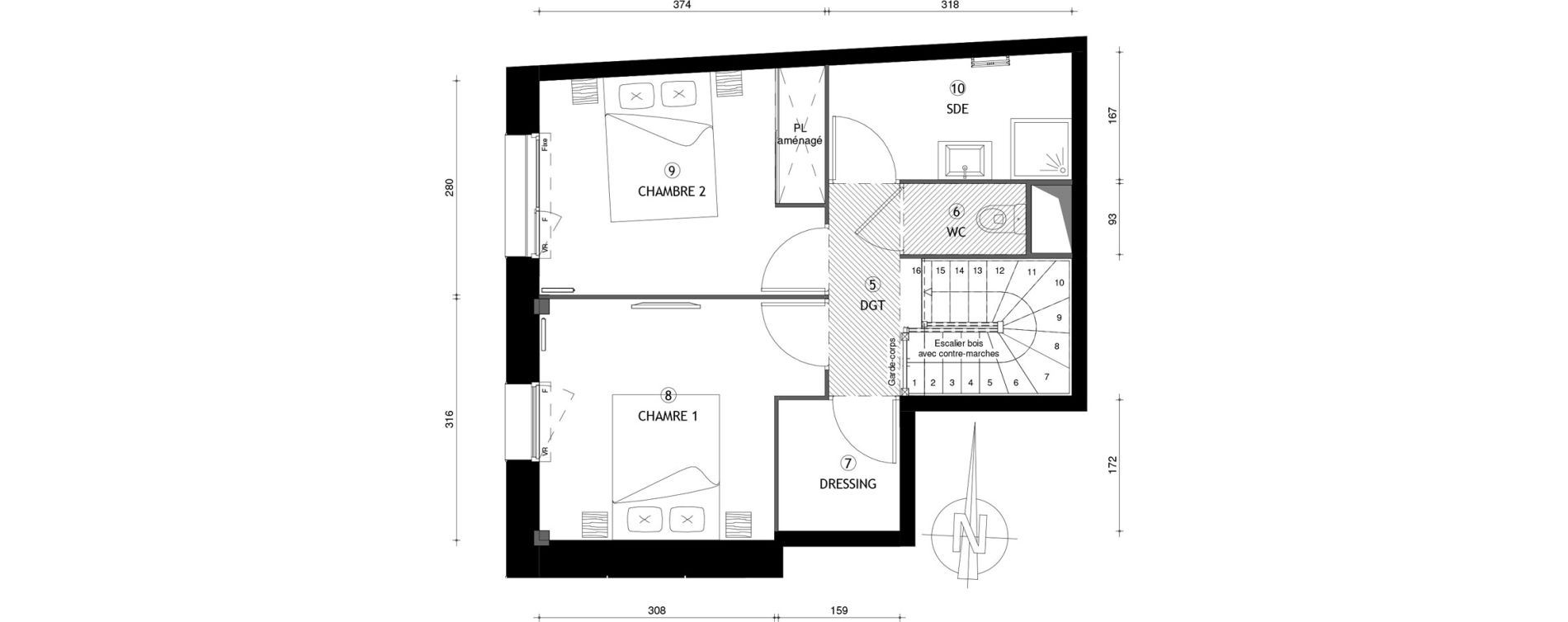 Duplex T3 de 72,40 m2 &agrave; Coupvray Les trois ormes