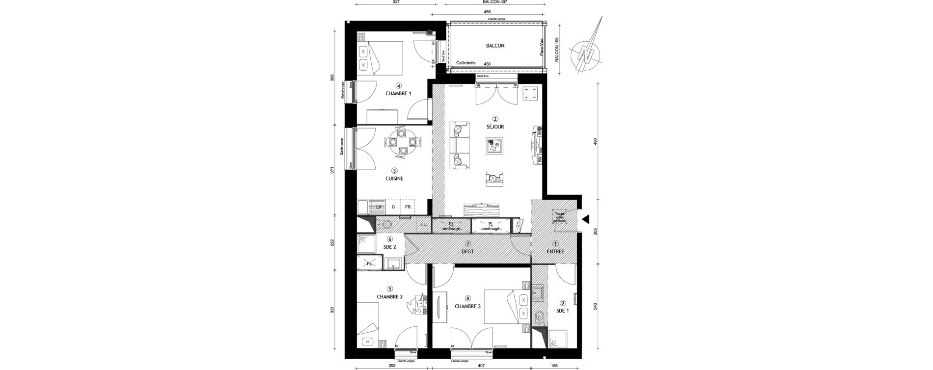 Appartement T4 de 95,70 m2 &agrave; Coupvray Les trois ormes