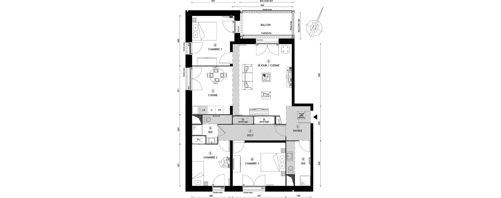 Appartement T4 de 95,70 m2 &agrave; Coupvray Les trois ormes