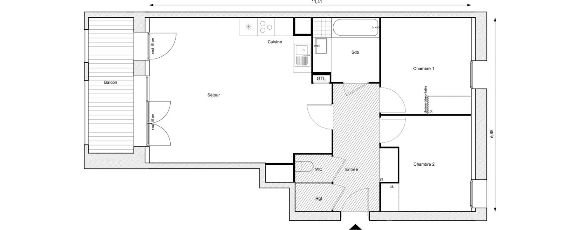 Appartement T3 de 67,90 m2 &agrave; Coupvray Les cent arpents