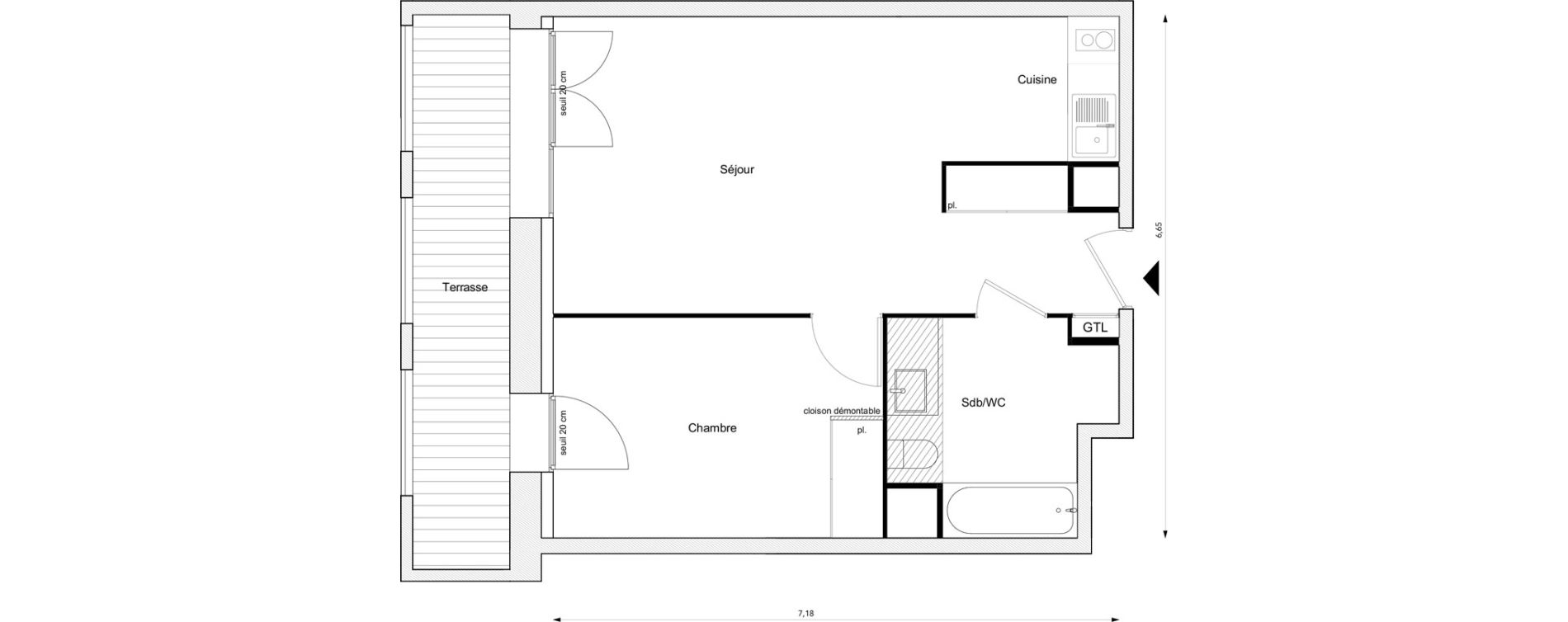 Appartement T2 de 45,24 m2 &agrave; Coupvray Les cent arpents