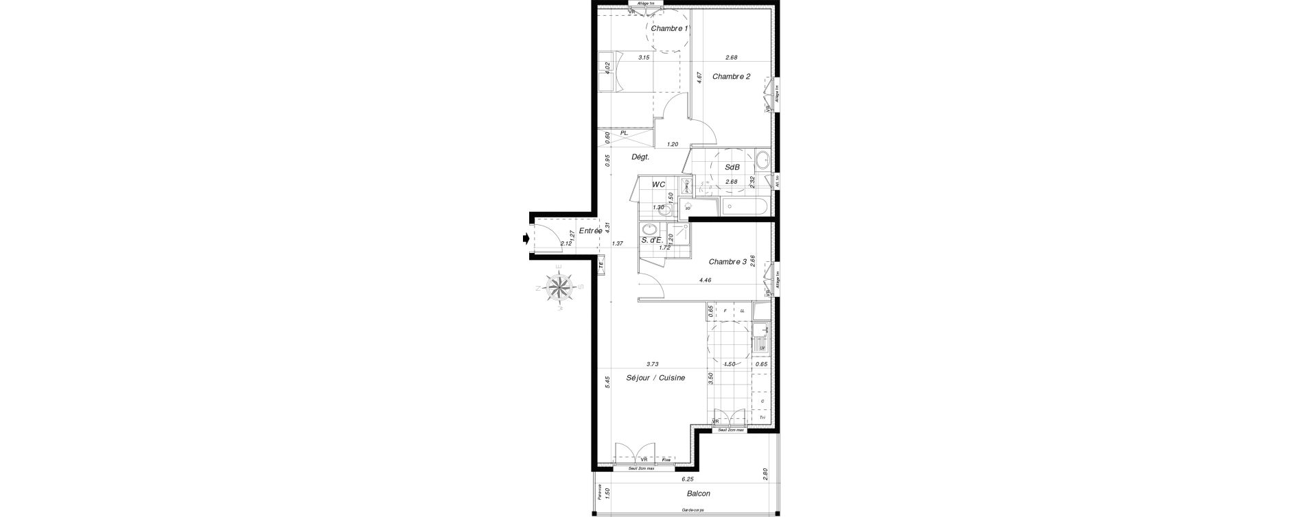 Appartement T4 de 85,95 m2 &agrave; Dammarie-Les-Lys La croix saint-jacques