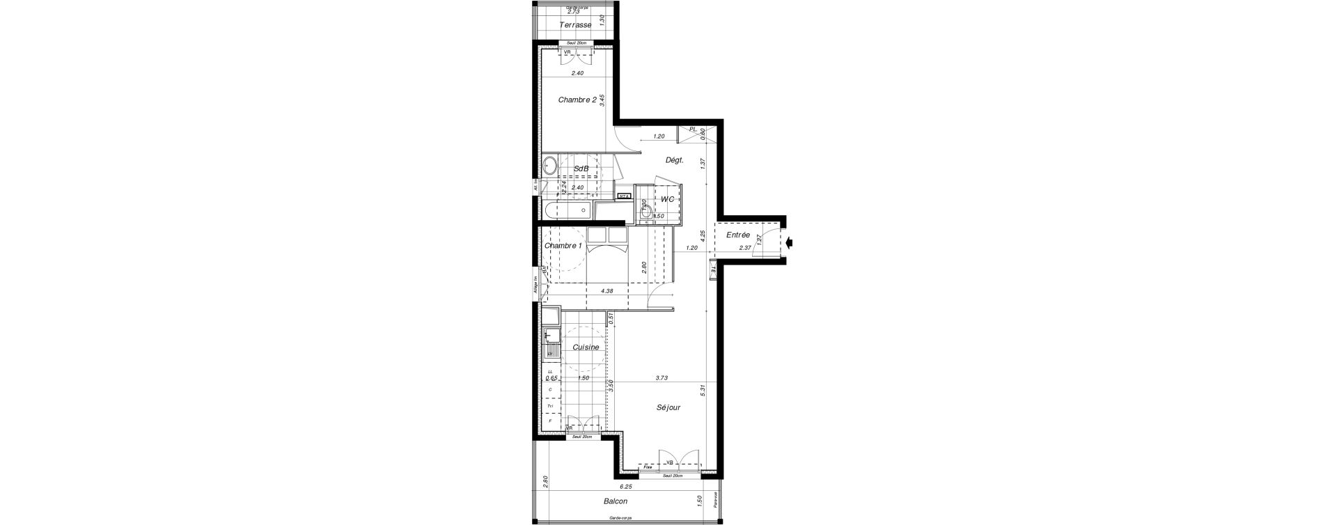 Appartement T3 de 69,96 m2 &agrave; Dammarie-Les-Lys La croix saint-jacques