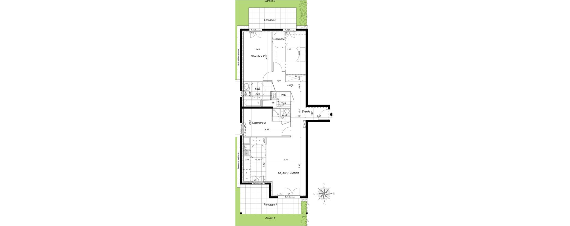 Appartement T4 de 85,95 m2 &agrave; Dammarie-Les-Lys La croix saint-jacques