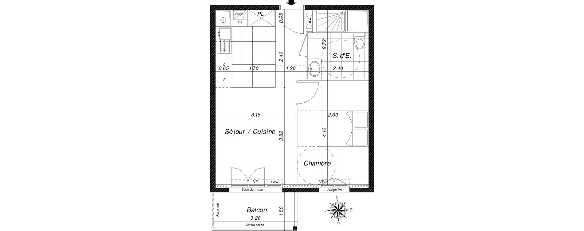 Appartement T2 de 39,20 m2 &agrave; Dammarie-Les-Lys La croix saint-jacques