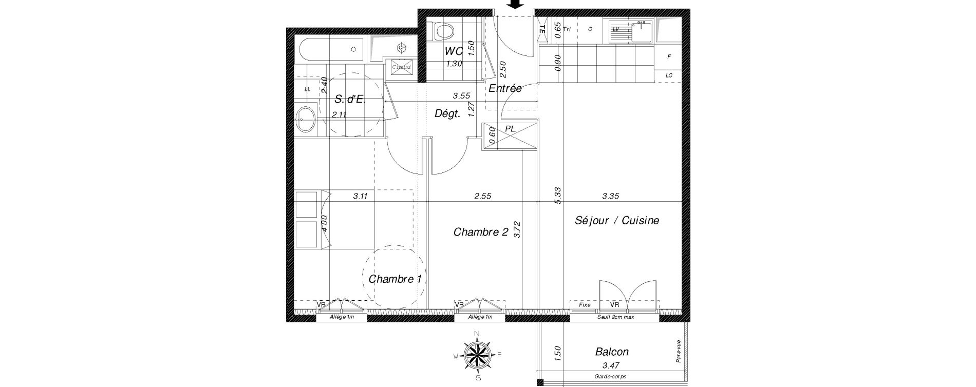 Appartement T3 de 58,65 m2 &agrave; Dammarie-Les-Lys La croix saint-jacques