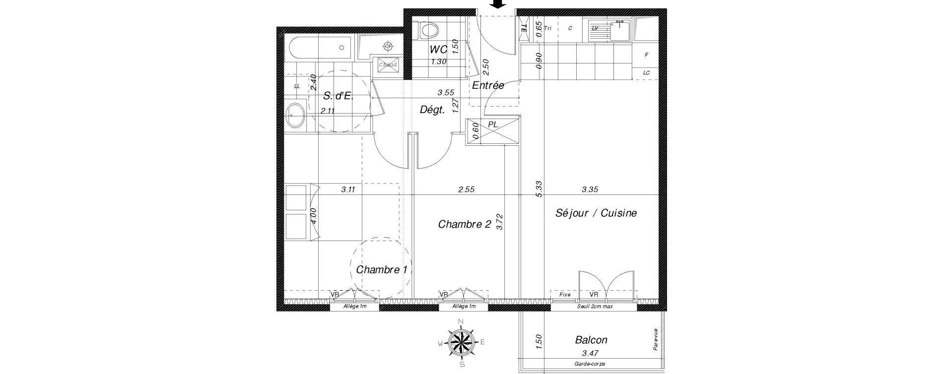 Appartement T3 de 58,65 m2 &agrave; Dammarie-Les-Lys La croix saint-jacques