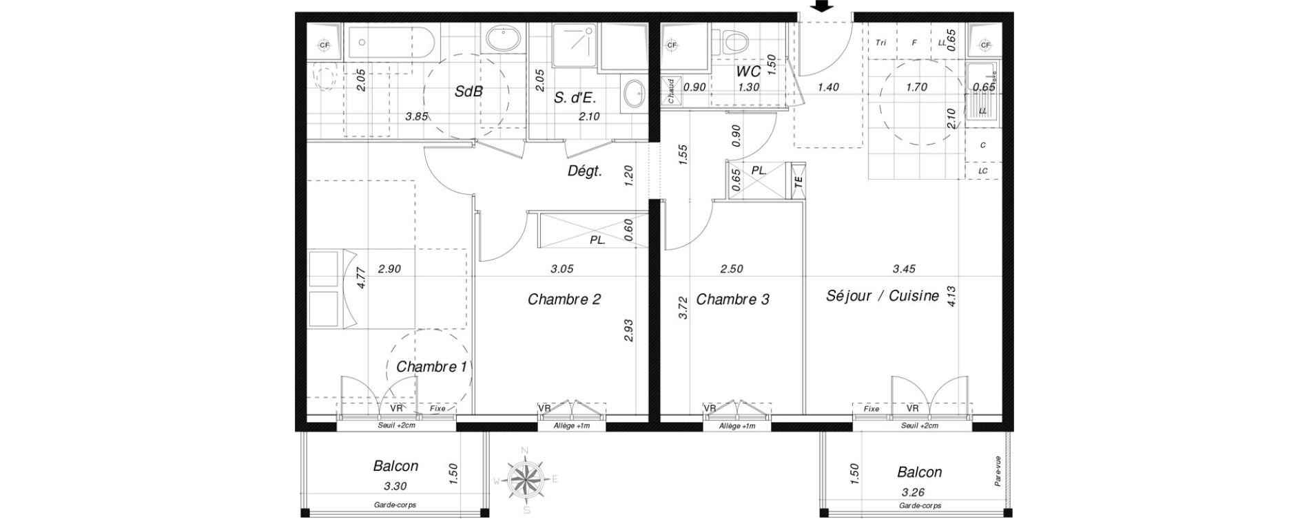 Appartement T4 de 78,59 m2 &agrave; Dammarie-Les-Lys La croix saint-jacques