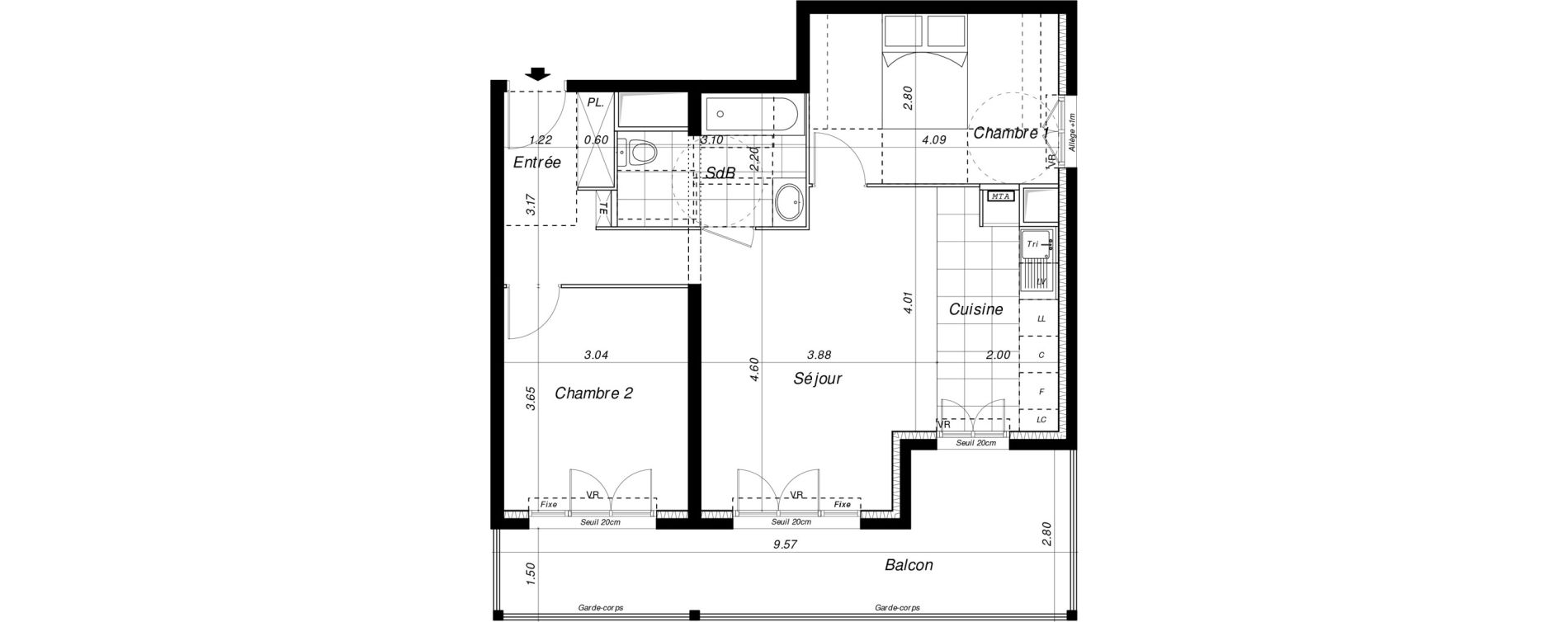 Appartement T3 de 61,28 m2 &agrave; Dammarie-Les-Lys La croix saint-jacques