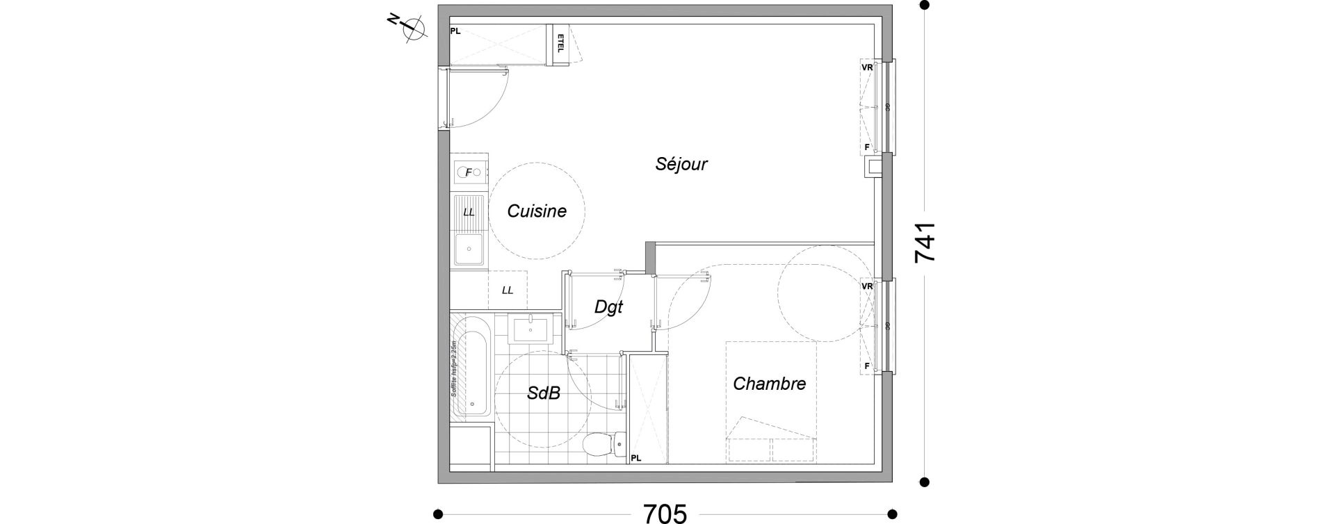 Appartement T2 de 43,60 m2 &agrave; Dammarie-Les-Lys Petit dammarie - croix saint-jacques