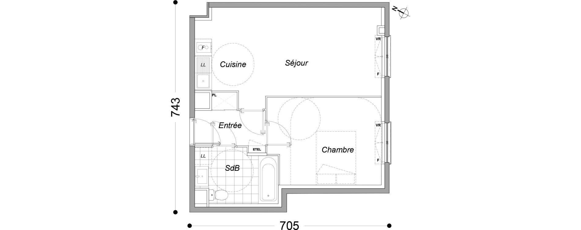 Appartement T2 de 41,60 m2 &agrave; Dammarie-Les-Lys Petit dammarie - croix saint-jacques
