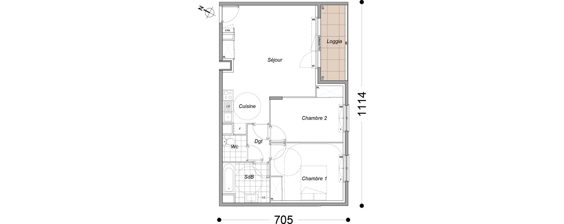 Appartement T3 de 61,60 m2 &agrave; Dammarie-Les-Lys Petit dammarie - croix saint-jacques