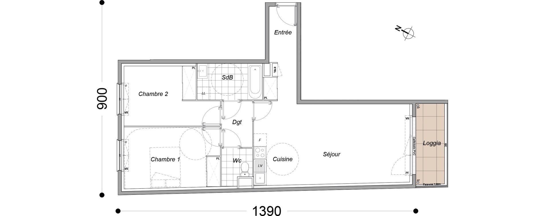 Appartement T3 de 67,35 m2 &agrave; Dammarie-Les-Lys Petit dammarie - croix saint-jacques