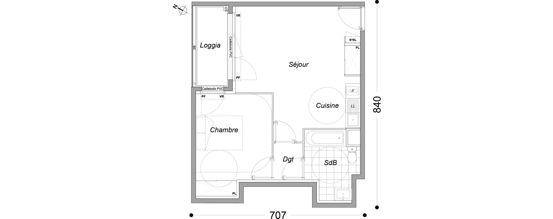 Appartement T2 de 42,75 m2 &agrave; Dammarie-Les-Lys Petit dammarie - croix saint-jacques