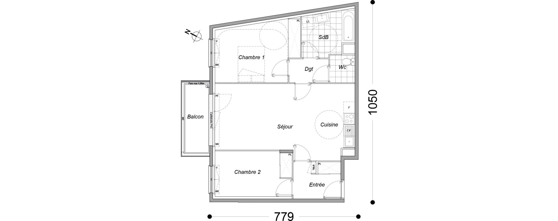 Appartement T3 de 64,40 m2 &agrave; Dammarie-Les-Lys Petit dammarie - croix saint-jacques