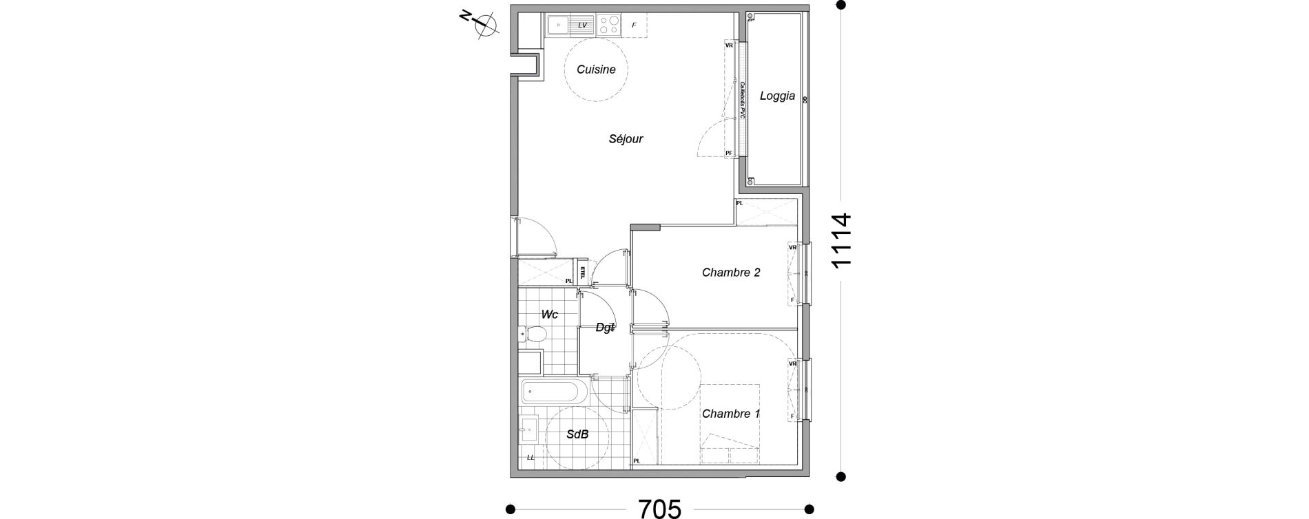 Appartement T3 de 61,45 m2 &agrave; Dammarie-Les-Lys Petit dammarie - croix saint-jacques