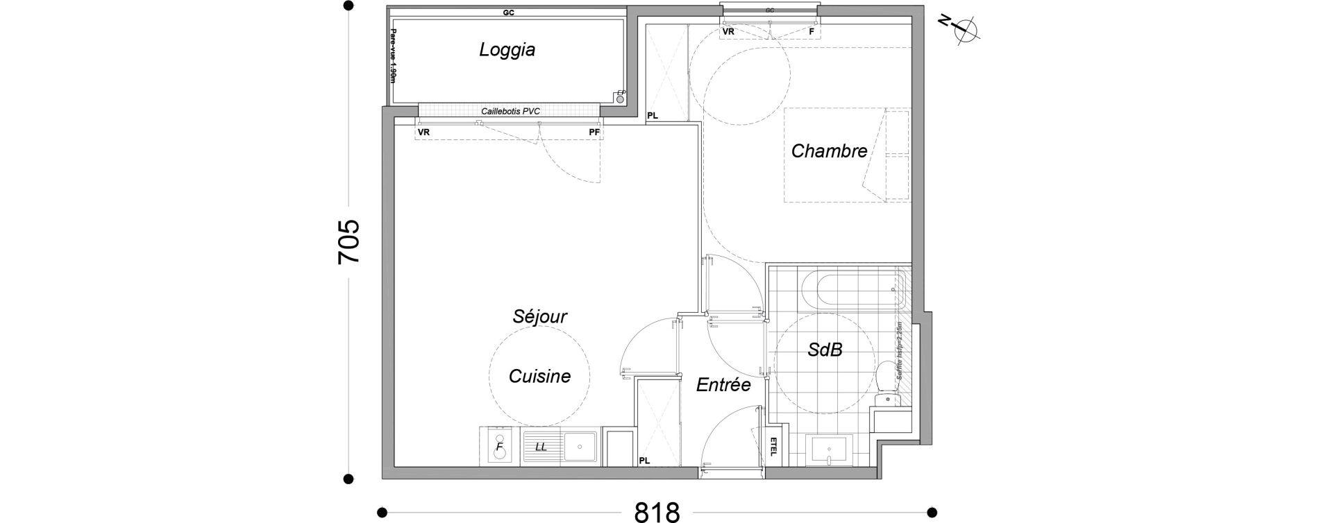 Appartement T2 de 43,35 m2 &agrave; Dammarie-Les-Lys Petit dammarie - croix saint-jacques