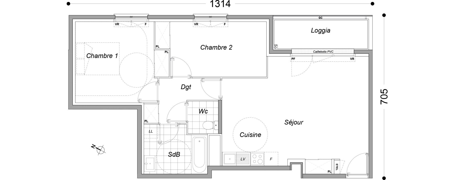 Appartement T3 de 63,90 m2 &agrave; Dammarie-Les-Lys Petit dammarie - croix saint-jacques