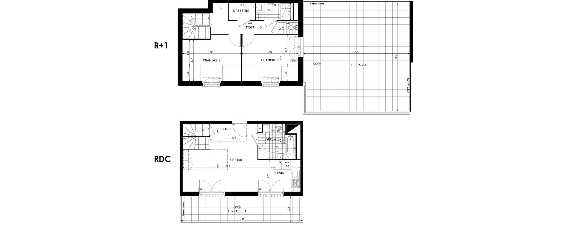 Duplex T3 de 66,05 m2 &agrave; Dammarie-Les-Lys Le petit dammarie