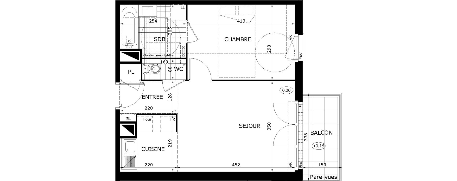 Appartement T2 de 41,55 m2 &agrave; Dammarie-Les-Lys Le petit dammarie