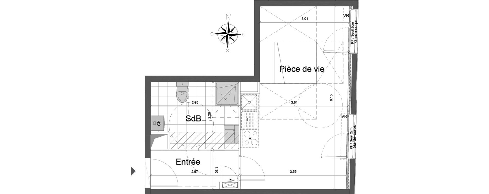 Appartement T1 de 30,30 m2 &agrave; Dammarie-Les-Lys Centre