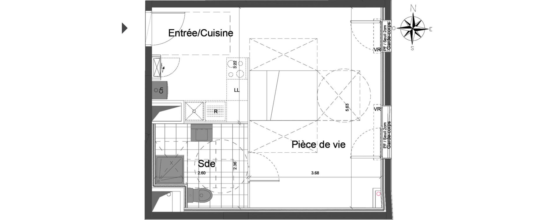 Appartement T1 de 34,20 m2 &agrave; Dammarie-Les-Lys Centre