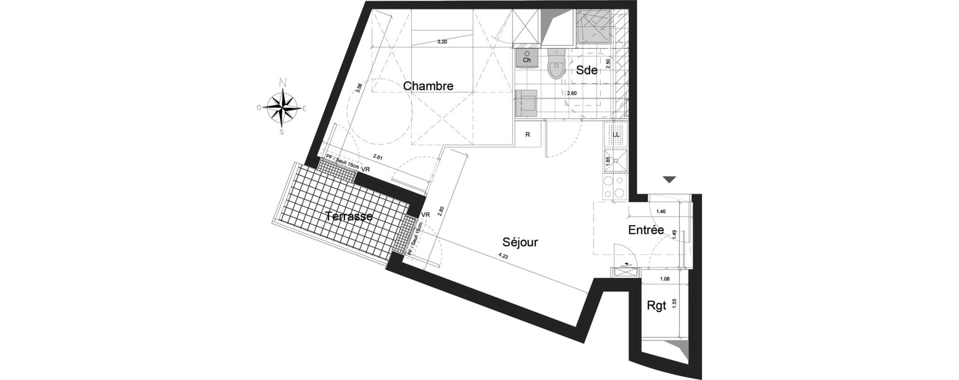 Appartement T2 de 40,70 m2 &agrave; Dammarie-Les-Lys Centre