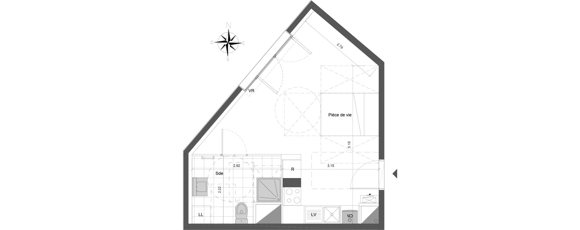 Appartement T1 de 30,10 m2 &agrave; Dammarie-Les-Lys Centre