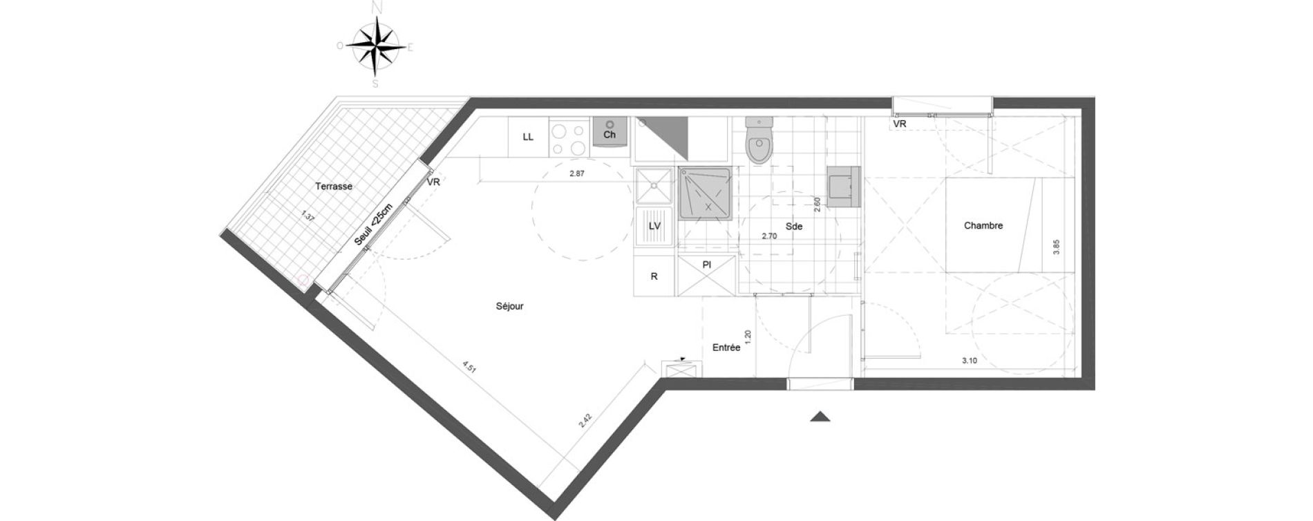 Appartement T2 de 40,70 m2 &agrave; Dammarie-Les-Lys Centre