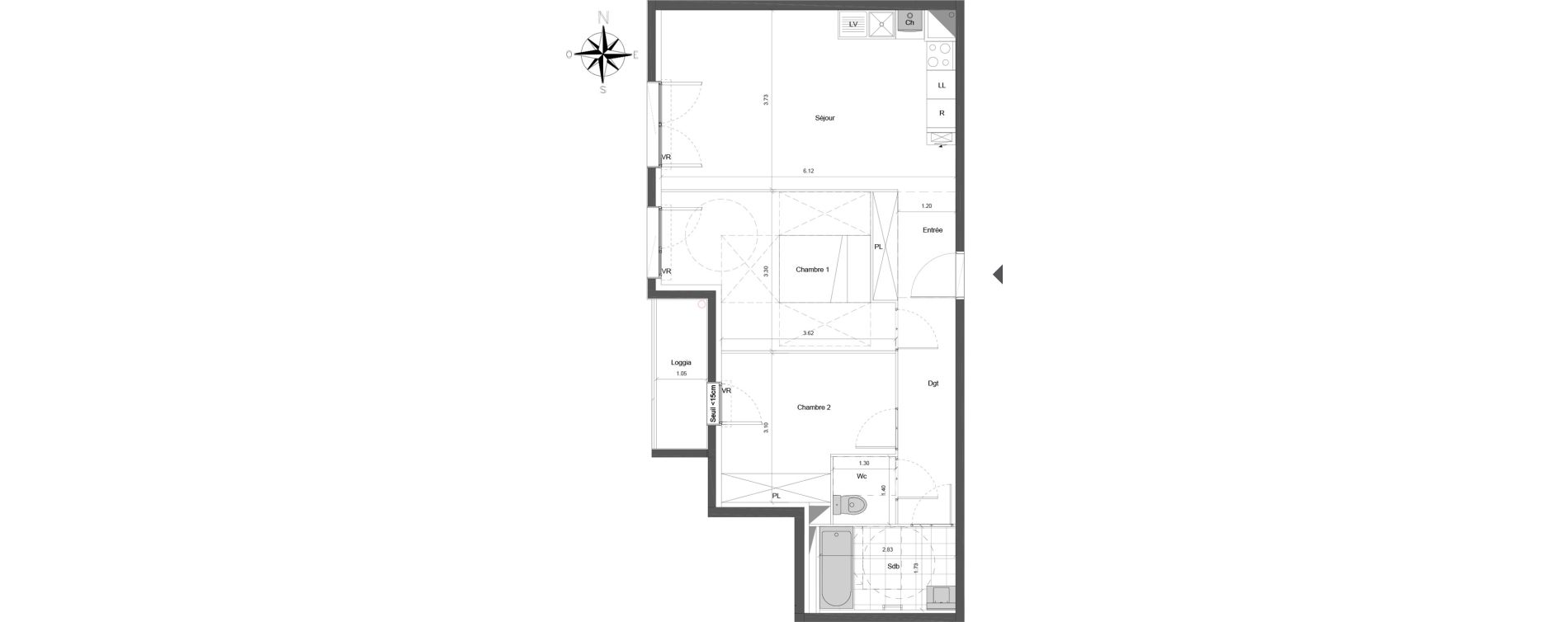 Appartement T3 de 61,70 m2 &agrave; Dammarie-Les-Lys Centre