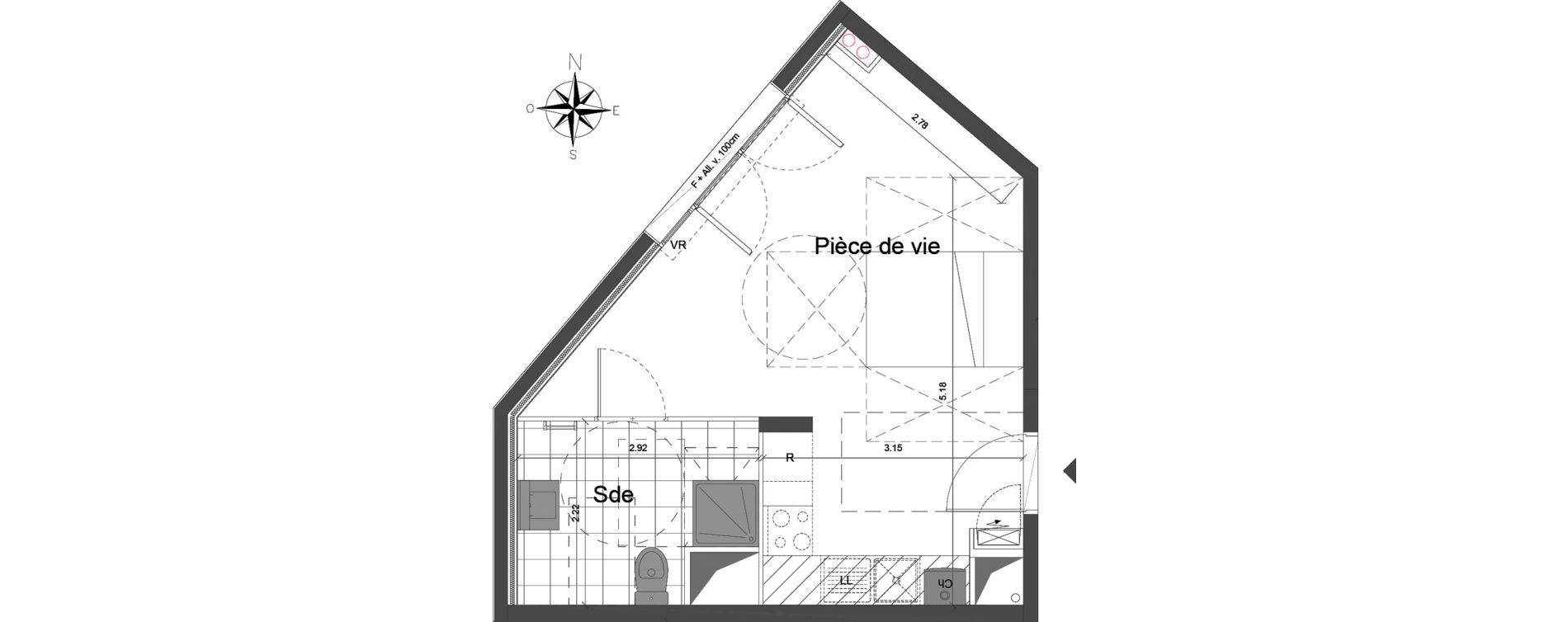 Appartement T1 de 29,90 m2 &agrave; Dammarie-Les-Lys Centre