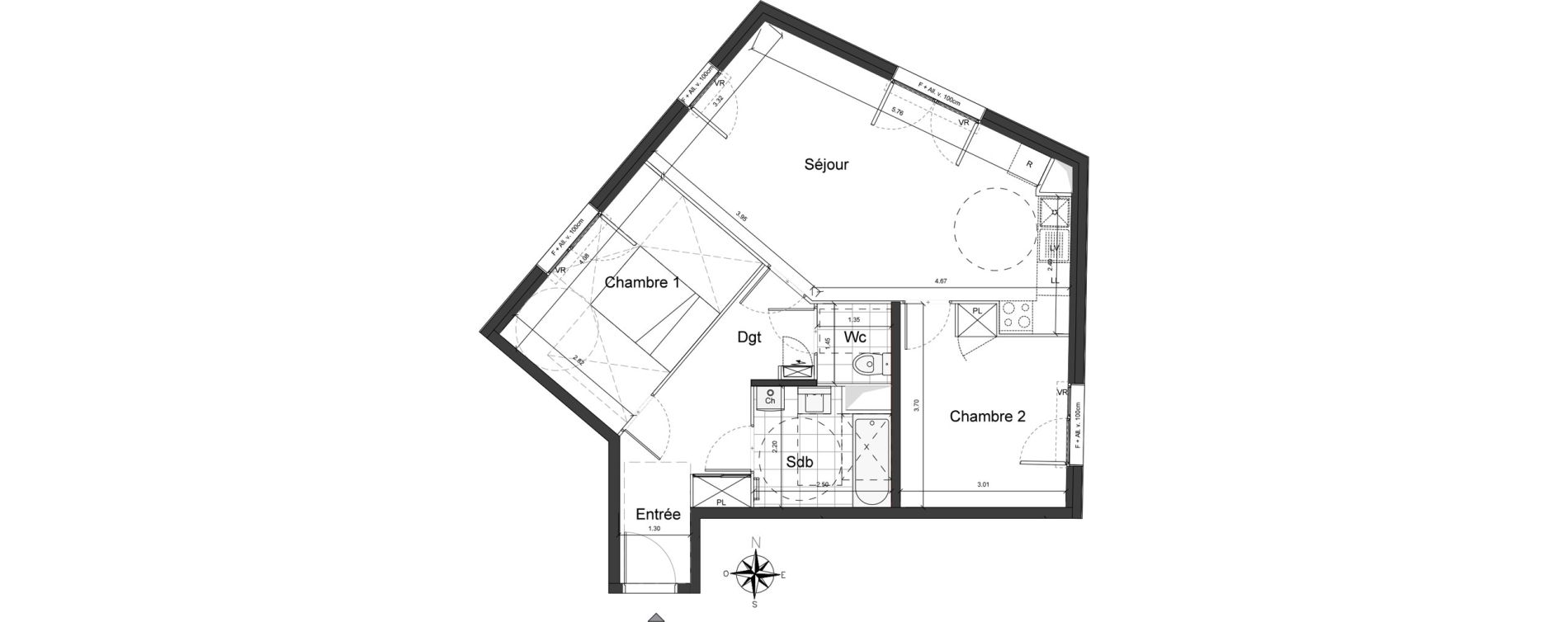 Appartement T3 de 64,80 m2 &agrave; Dammarie-Les-Lys Centre