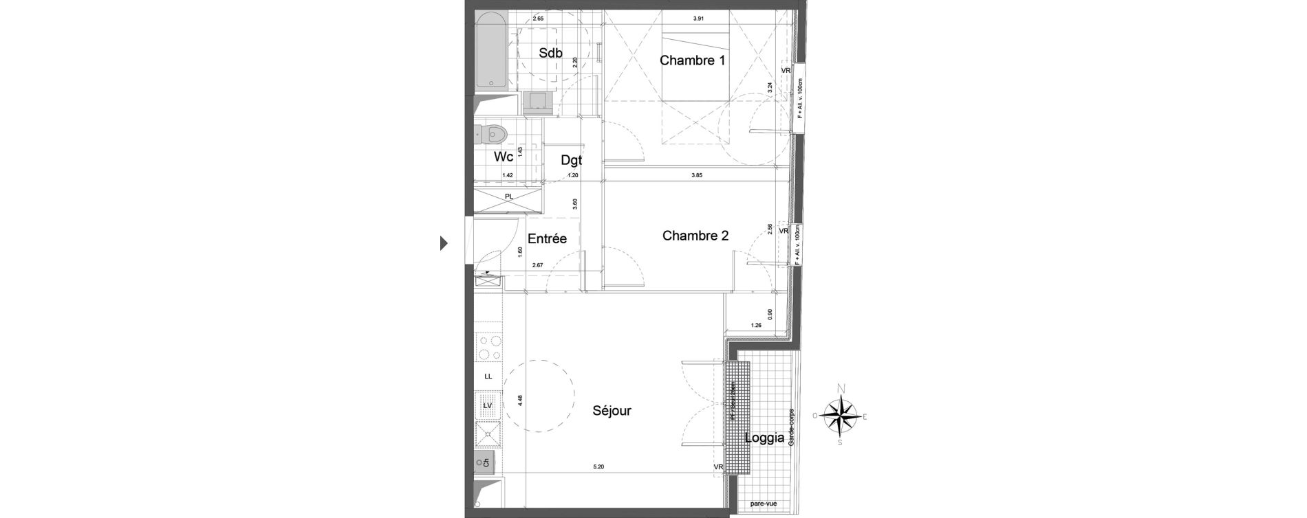 Appartement T3 de 61,00 m2 &agrave; Dammarie-Les-Lys Centre