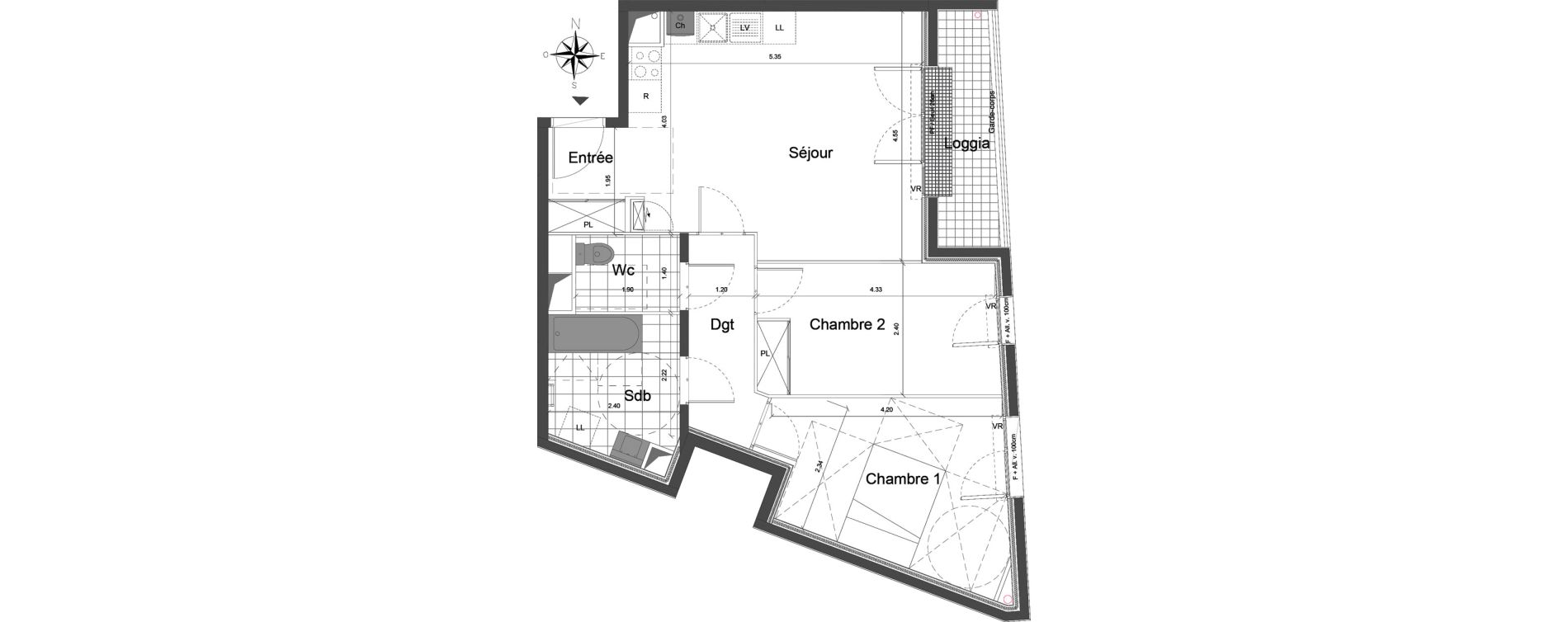 Appartement T3 de 61,70 m2 &agrave; Dammarie-Les-Lys Centre