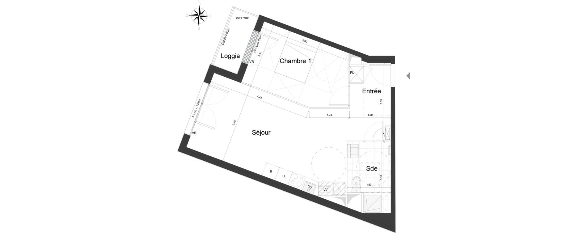 Appartement T2 de 46,70 m2 &agrave; Dammarie-Les-Lys Centre