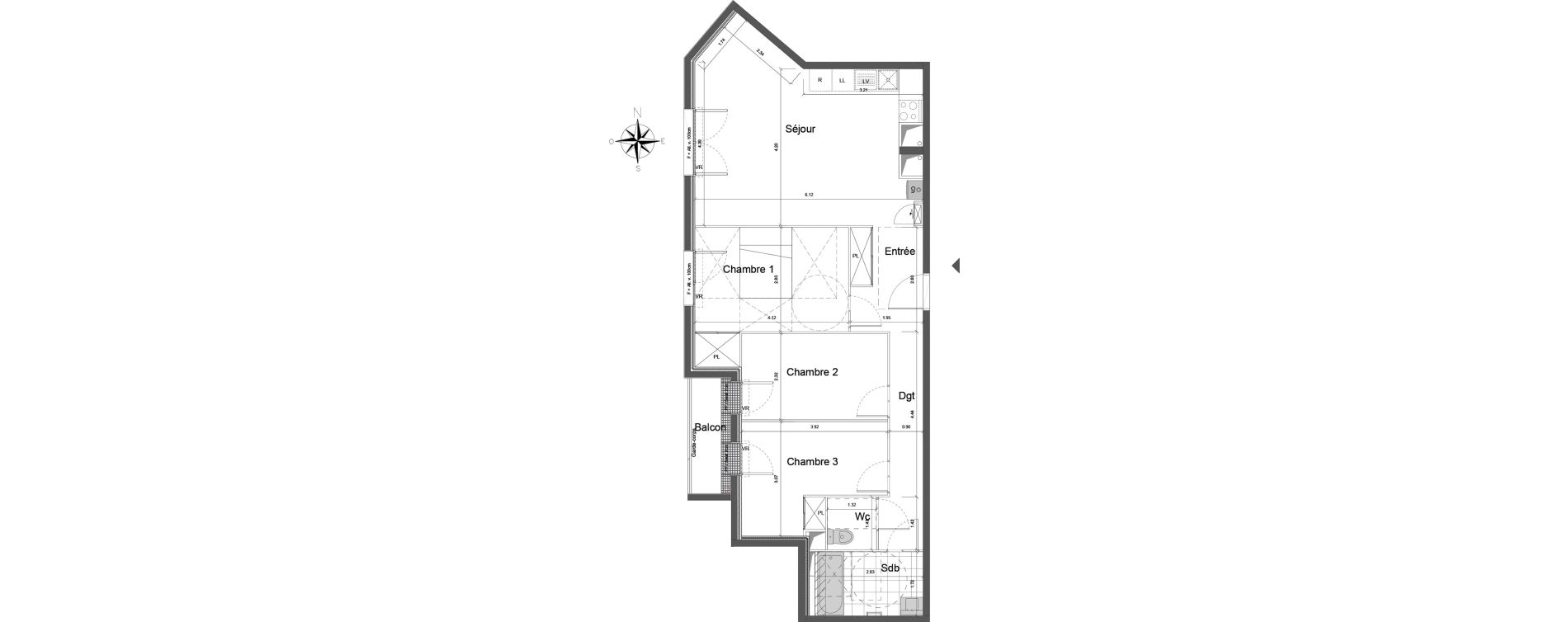 Appartement T4 de 76,10 m2 &agrave; Dammarie-Les-Lys Centre
