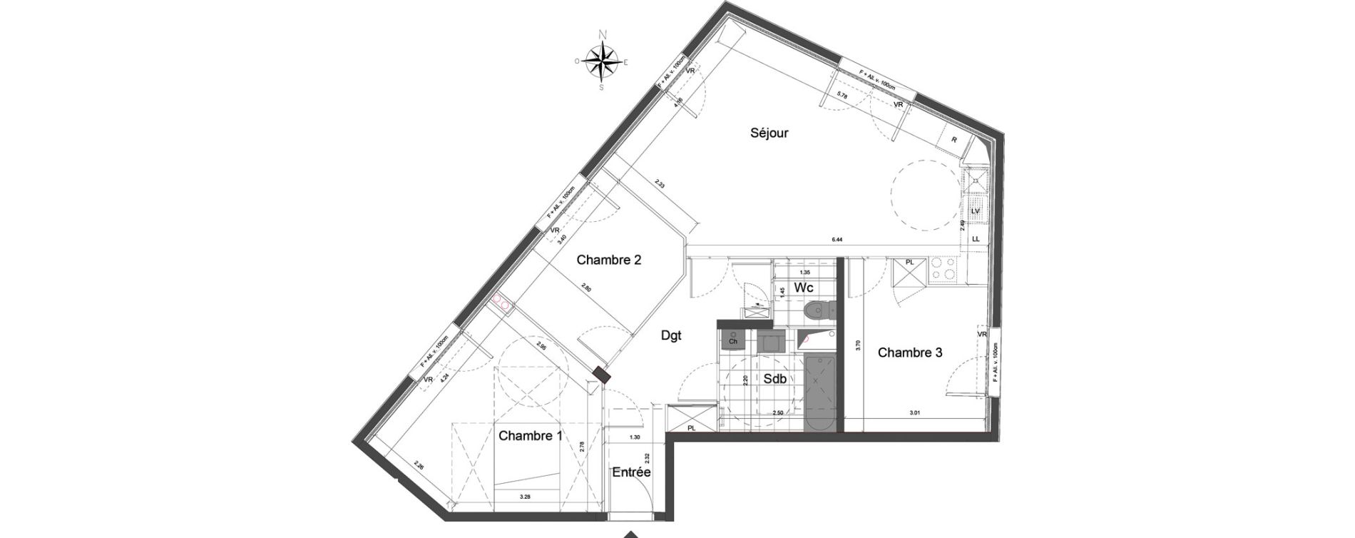 Appartement T4 de 81,10 m2 &agrave; Dammarie-Les-Lys Centre