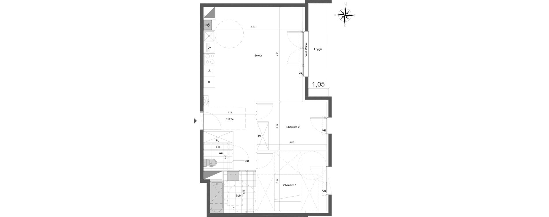 Appartement T3 de 60,80 m2 &agrave; Dammarie-Les-Lys Centre