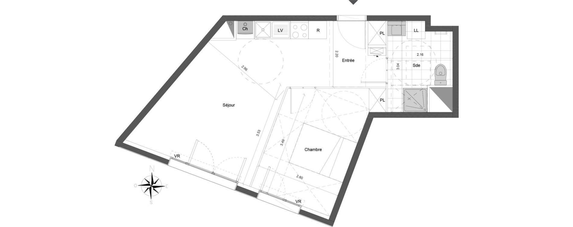 Appartement T2 de 41,60 m2 &agrave; Dammarie-Les-Lys Centre