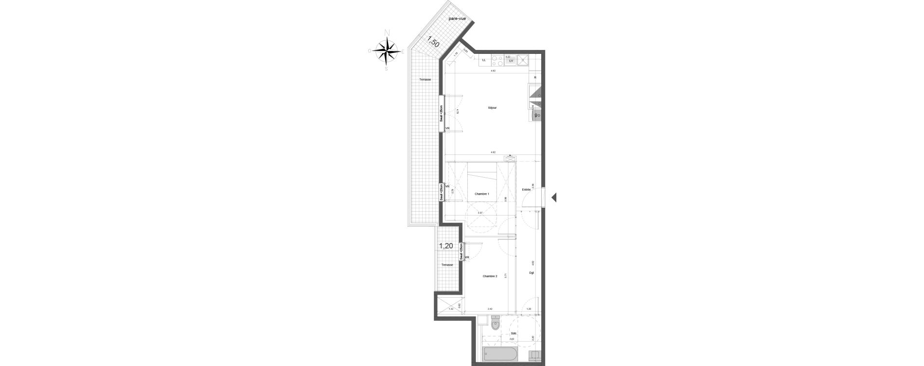 Appartement T3 de 59,60 m2 &agrave; Dammarie-Les-Lys Centre