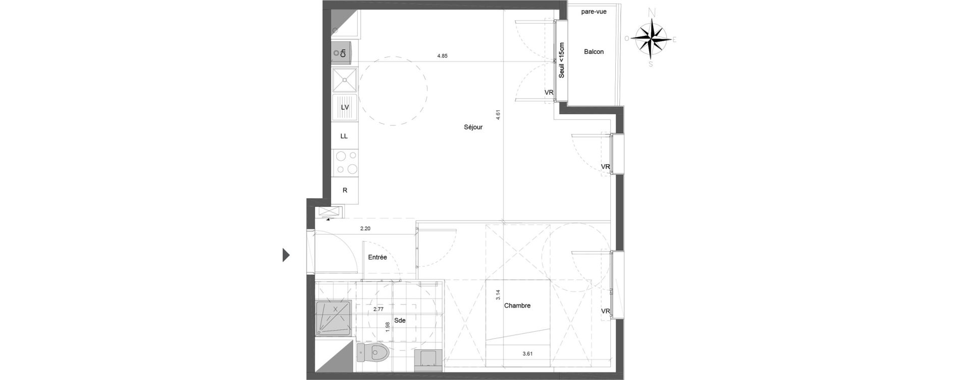 Appartement T2 de 44,10 m2 &agrave; Dammarie-Les-Lys Centre