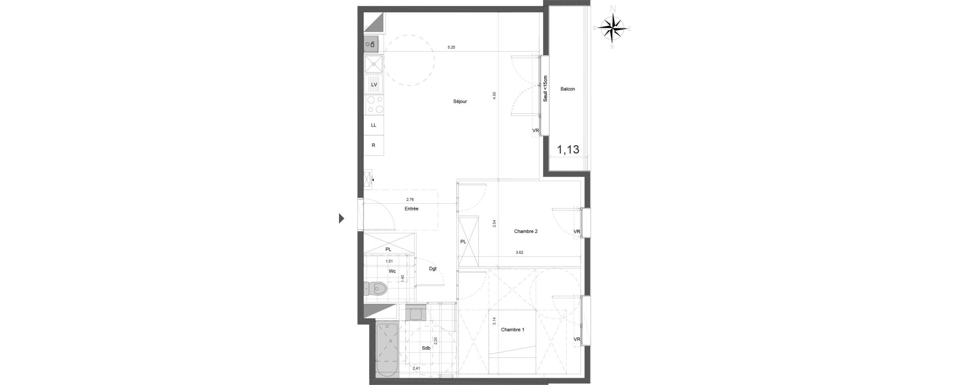 Appartement T3 de 60,80 m2 &agrave; Dammarie-Les-Lys Centre