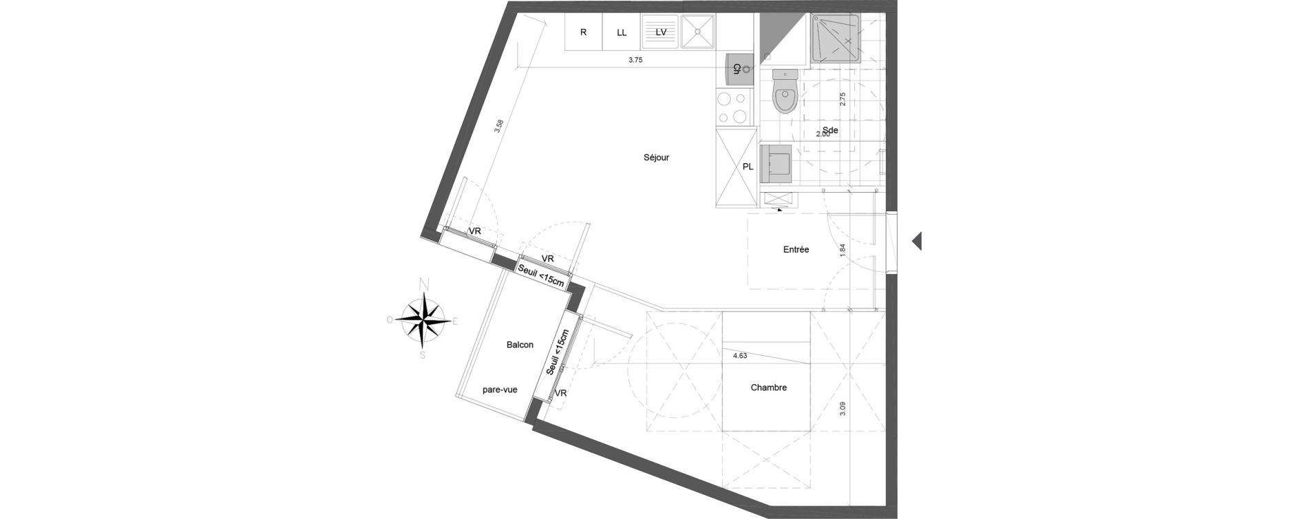 Appartement T2 de 41,70 m2 &agrave; Dammarie-Les-Lys Centre