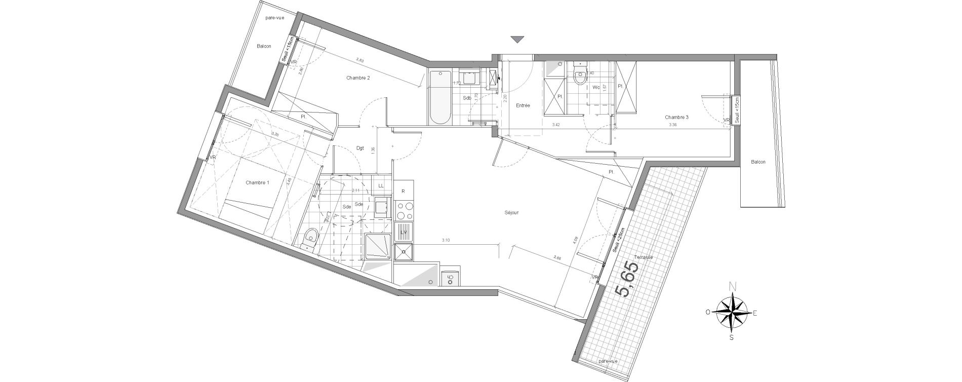 Appartement T4 de 79,70 m2 &agrave; Dammarie-Les-Lys Centre