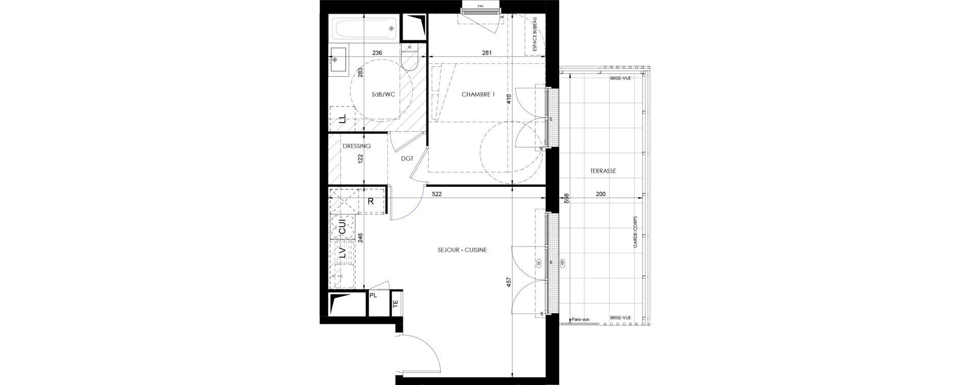 Appartement T2 de 40,95 m2 &agrave; Dammarie-Les-Lys Fontaine - butte guidon