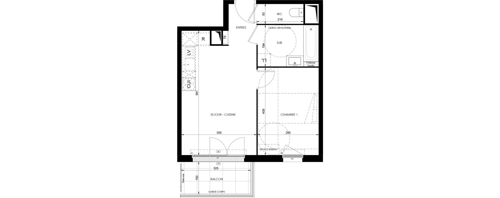Appartement T2 de 40,55 m2 &agrave; Dammarie-Les-Lys Fontaine - butte guidon