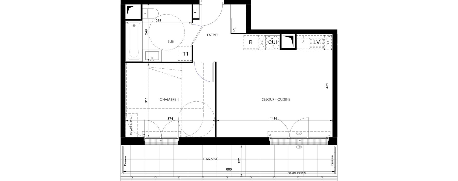 Appartement T2 de 41,90 m2 &agrave; Dammarie-Les-Lys Fontaine - butte guidon