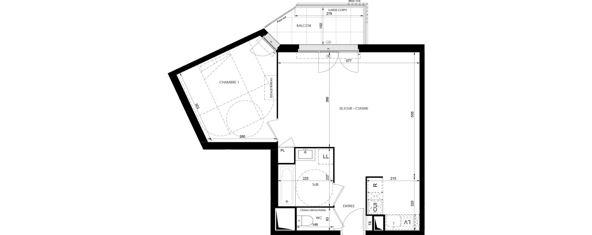 Appartement T2 de 53,15 m2 &agrave; Dammarie-Les-Lys Fontaine - butte guidon
