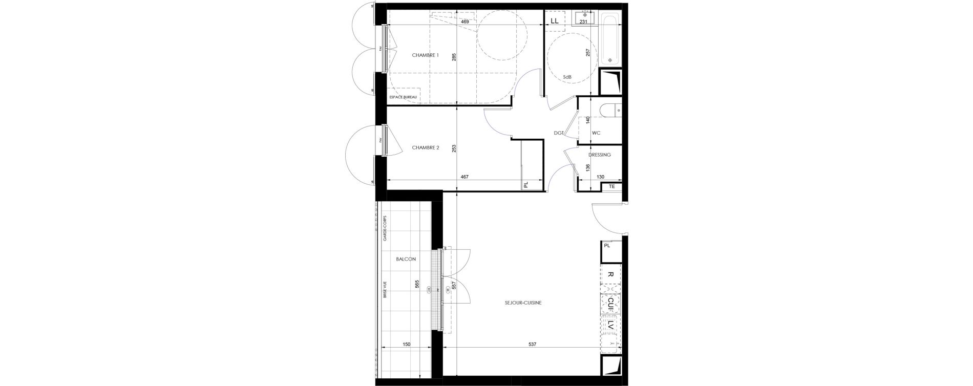 Appartement T3 de 65,60 m2 &agrave; Dammarie-Les-Lys Fontaine - butte guidon