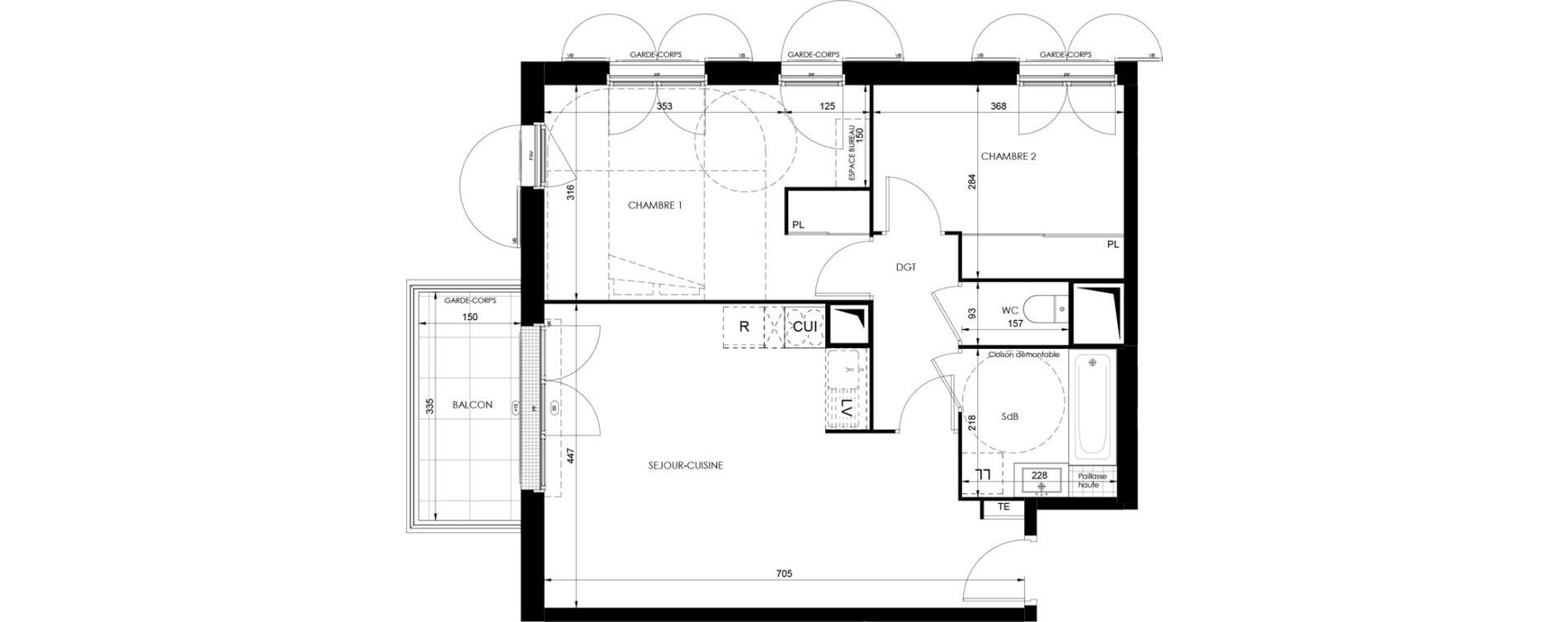 Appartement T3 de 60,15 m2 &agrave; Dammarie-Les-Lys Fontaine - butte guidon